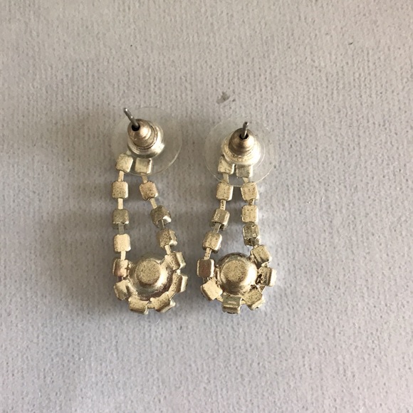 Silver Rhinestone Drop Earrings - Picture 2 of 2